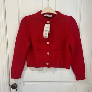 Zara red cardigan